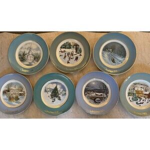 ENOCH WEDGWOOD 1970s Avon Christmas Plates Lot Of 7 1974-1980 EUC 9" Vintage